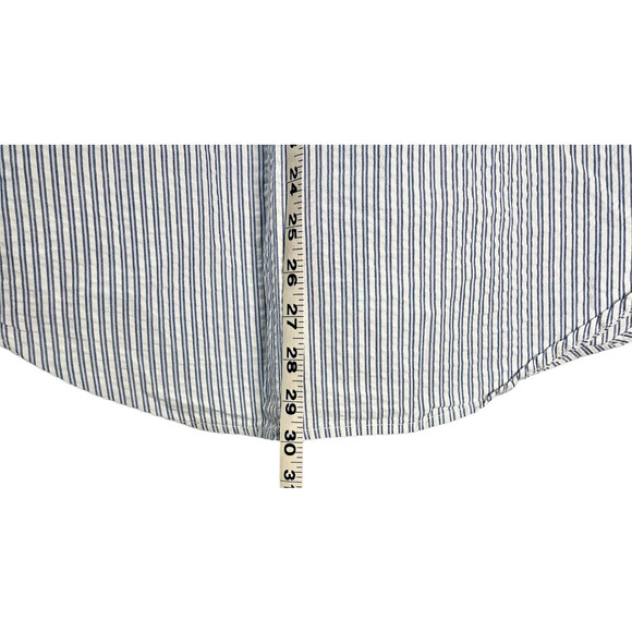 Free Assembly Mens Shirt Collared Button Down Seersucker Blue White Strip Cotton - Picture 5 of 10
